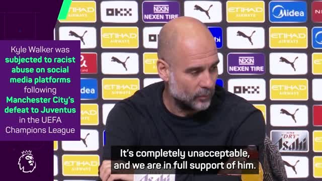Guardiola slams 'unacceptable' racist abuse at Walker