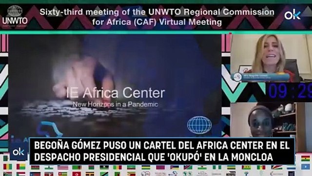 Begoña Gómez puso un cartel del Africa Center en el despacho presidencial que 'okupó' en La Moncloa