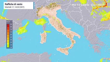 Venti molto forti sull'Italia
