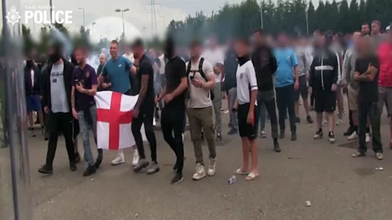 Levi Fishlock: Watch thug in 'Bellingham' shirt at Rotherham riot in video released after he is jailed