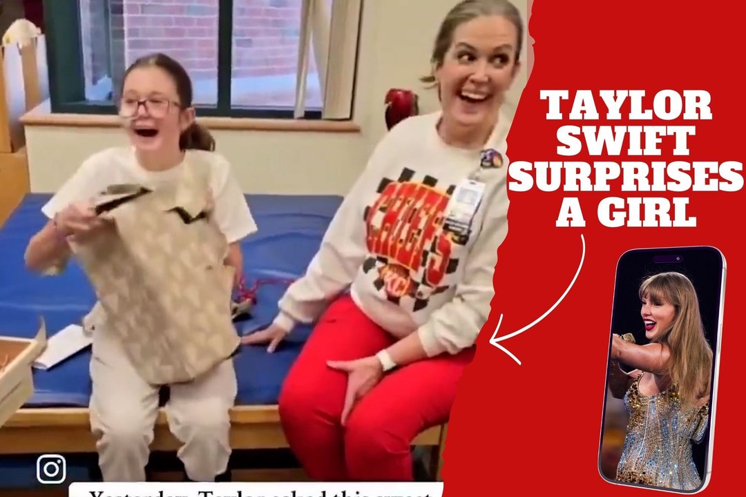 Taylor Swift gives a young fan who is a patient at a hospital a surprise gift that she will never forget