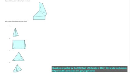 5th grade math practice question on nets, question 2