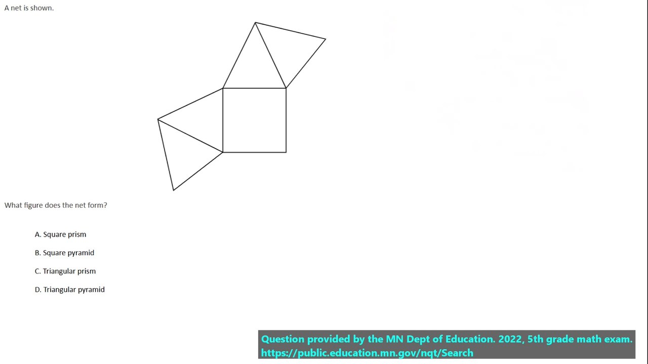 5th grade math practice question on nets, question 4 - video Dailymotion