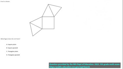 5th grade math practice question on nets, question 4