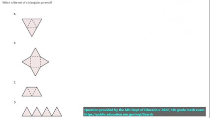 5th grade math practice question on nets, question 9