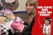 Taylor Swift confess her feelings about San Francisco 49ers quarterback Brock Purdy after a young girl mentions him