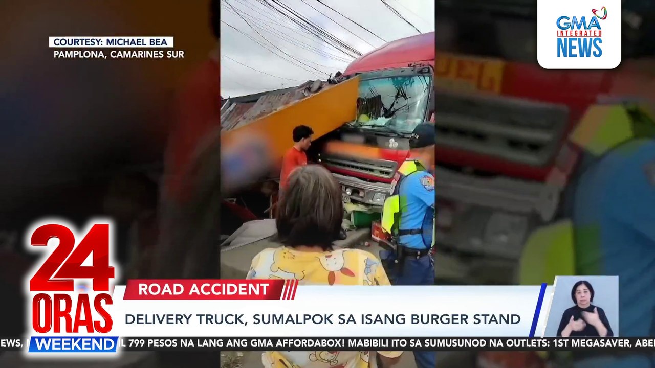 Delivery truck, sumalpok sa isang burger stand | 24 Oras Weekend
