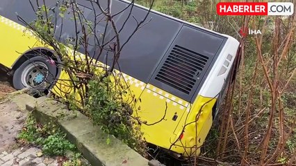 Beykoz'da Park Halindeki İETT Otobüsü Yokuş Aşağı Düştü