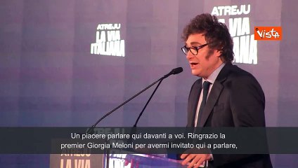 Milei ad Atreju: "Italiani e argentini uniti da retaggio comune, mi sento in famiglia" SOTTOTITOLI