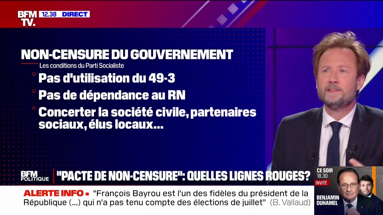 Le pacte de non-censure est "toujours d'actualité" pour Boris Vallaud, député PS