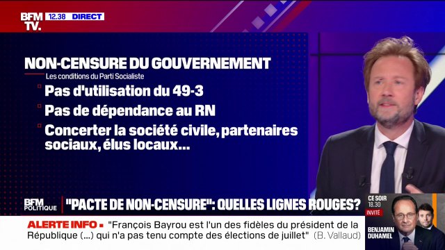 Le pacte de non-censure est toujours d'actualité pour Boris Vallaud, député PS