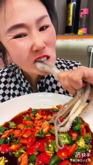 Beautiful girl eating Octopus 😍😍😍 Do you wanna eat???