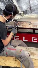 Tesla Model X side repair on Celette bench by Carrosserie Lecoq