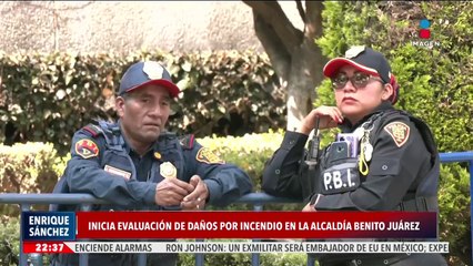 Inicia la evaluación de daños por el incendio en un estacionamiento en la alcaldía Benito Juárez