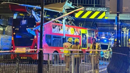 Double decker bus has roof ripped off in horror crash