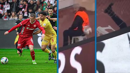 Van de Streek’tan inanılmaz şut! Stat görevlisinin taburesini kırdı