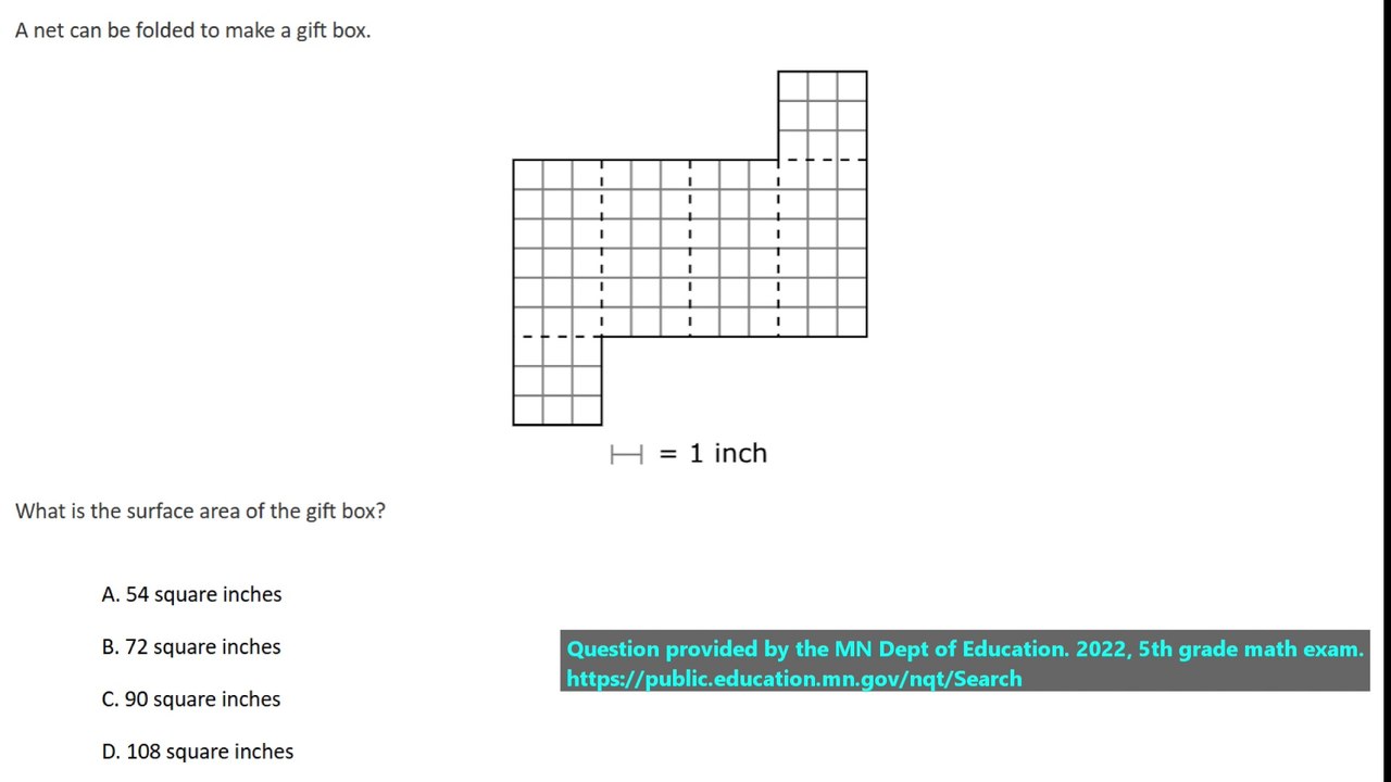 5th grade math practice question on rectangle area, question 7