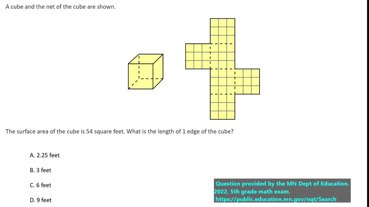5th grade math practice question on rectangle area, question 9