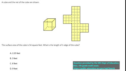 5th grade math practice question on rectangle area, question 9