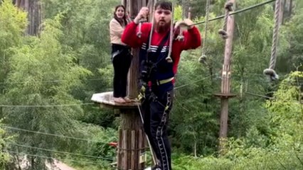 Boy learns that TreeTop Challenge is not for the faint of heart