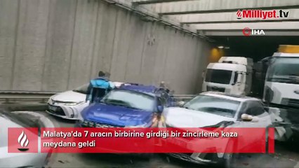 Malatya'da feci kaza! Tam 7 araç birbirine girdi
