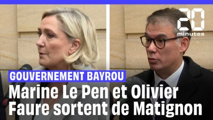 Réactions de Marine Le Pen et d'Olivier Faure à leur sortie de Matignon