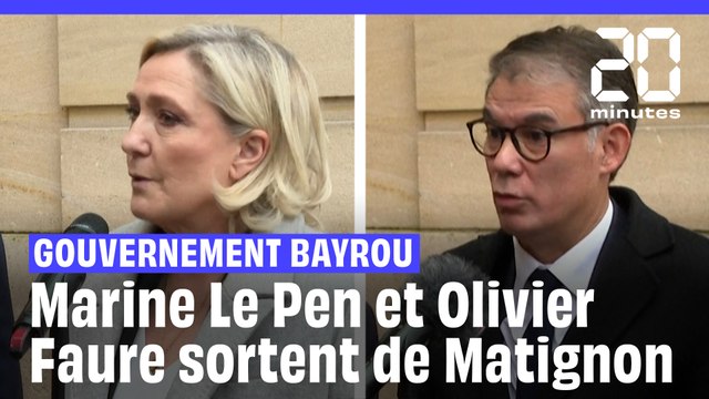 Réactions de Marine Le Pen et d'Olivier Faure à leur sortie de Matignon