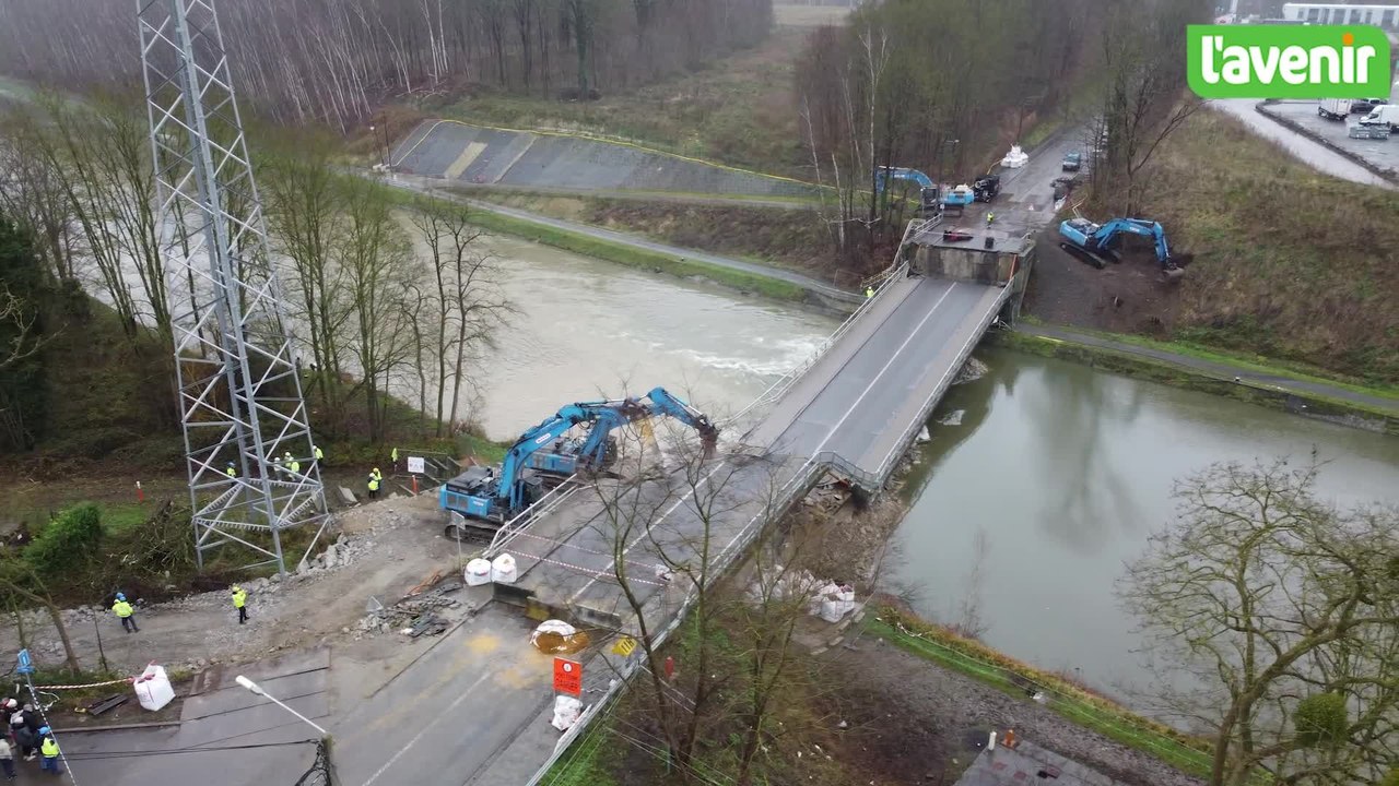 Démolition du pont de Tamines