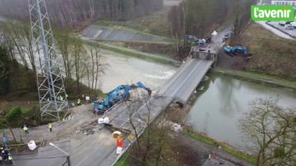 Démolition du pont de Tamines