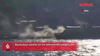 İstanbul'da tur teknesinde yangın! Ekipler olay yerinde