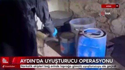 Aydın'da bağ evinde toprağa gömülü 2 buçuk kilo uyuşturucu ele geçirildi