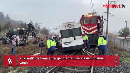 Kırklareli'de yük treni fabrika servisine çarptı