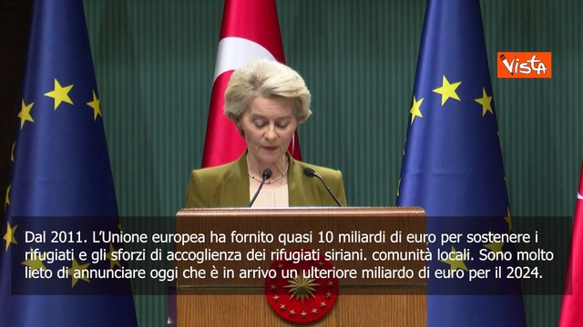 Von Der Leyen: In arrivo 1 miliardo per la Turchia a sostegno dei rifugiati siriani