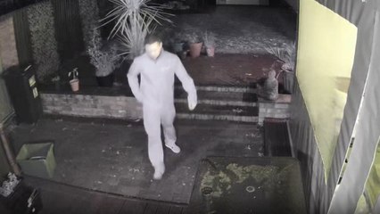 Man almost falls on icy decking, takes extra care on his second attempt