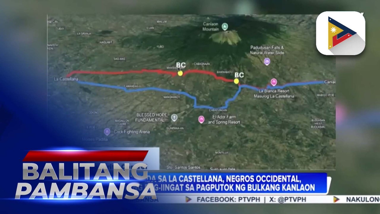 Ilang kalsada sa La Castellana, Negros Occidental, isinara bilang pag-iingat sa pagputok ng Bulkang Kanlaon