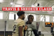 Shedeur Sanders and Travis Hunter have a tense moment ending on the threshold of a fight