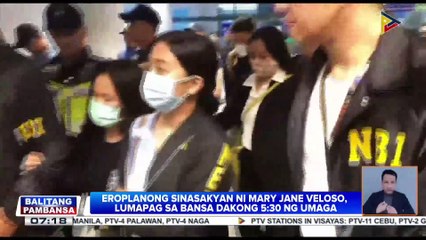 Eroplanong sinasakyan ni Mary Jane Veloso, lumapag sa bansa dakong 5:30 ng umaga