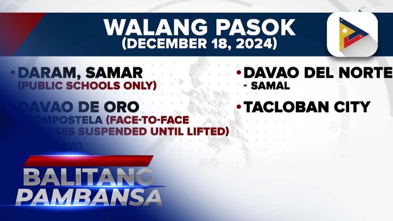 Mga klase sa ilang paaralan sa bansa, suspendido ngayong araw dahil sa Bagyong #QuerubinPH