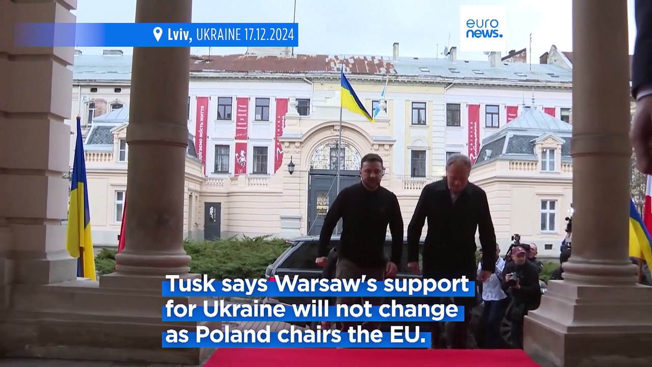 Poland's Donald Tusk meets Volodymyr Zelenskyy in surprise visit to Lviv