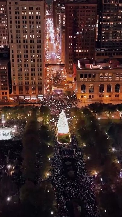 The first lighting of Chicago Christmas tree 🎄🎄
