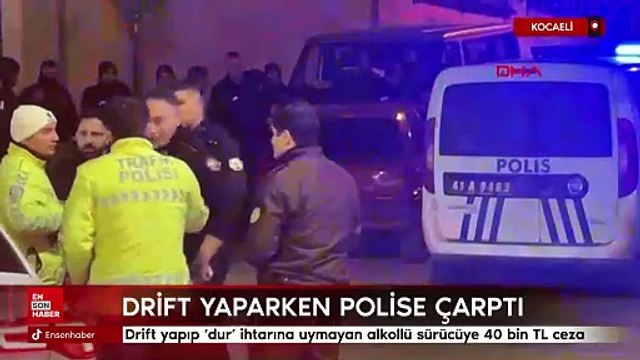 Kocaeli'de drift yapan alkollü sürücü kovalamaca sonucu polis aracına çarptı