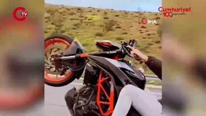 İstanbul’da tek tekerlek üzerinde şov yapan magandalar kamerada