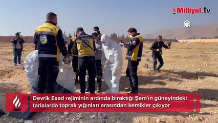 Suriye'deki toplu mezarlardan kemikler çıkıyor: Hepsini çıkarmak yıllarca sürebilir