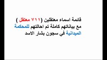 قائمة اسماء معتقلين مع بياناتهم كاملة 711 معتقل تم احالتهم للمحاكم الميدانية الملف برابط صندوق الوصف List of names of detainees with their full data 711 detainees were referred to field courts. The file is linked to the description box.