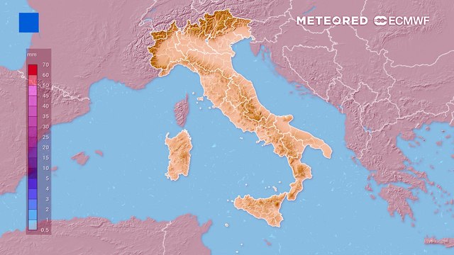 Pioggia prevista nei prossimi giorni in Italia