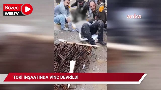 TOKİ inşaatında vinç devrildi: Bir işçi ağır yaralandı