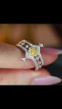 Aazuo Real Yellow Diamond  White Diamond 18K Gold Fairy Ring Upscale Trendy Senior Party Senior Customize  Fine Jewelery