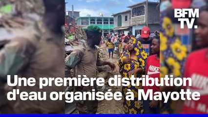 À Petite-Terre, la première distribution de denrées d'urgence s'organise pour les Mahorais sinistrés après le passage du cyclone