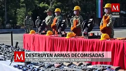 Sedena destruye más de 600 armas decomisadas a la delincuencia organizada en Guerrero