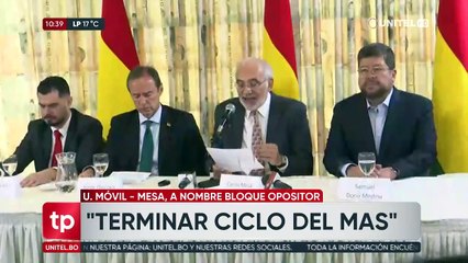 Mesa, Tuto, Doria Medina y un representante de Camacho firman acuerdo y se comprometen a una candidatura única